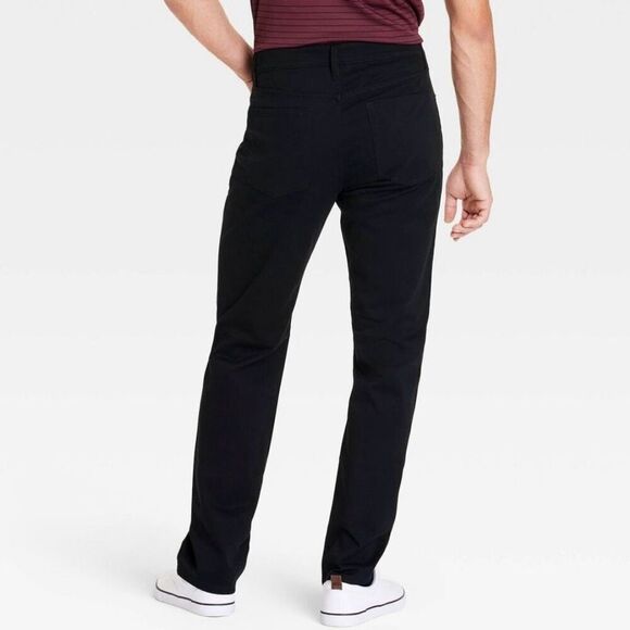 Men's Straight Fit 5 Pocket Pants  Black 34x32 New - Picture 2 of 4